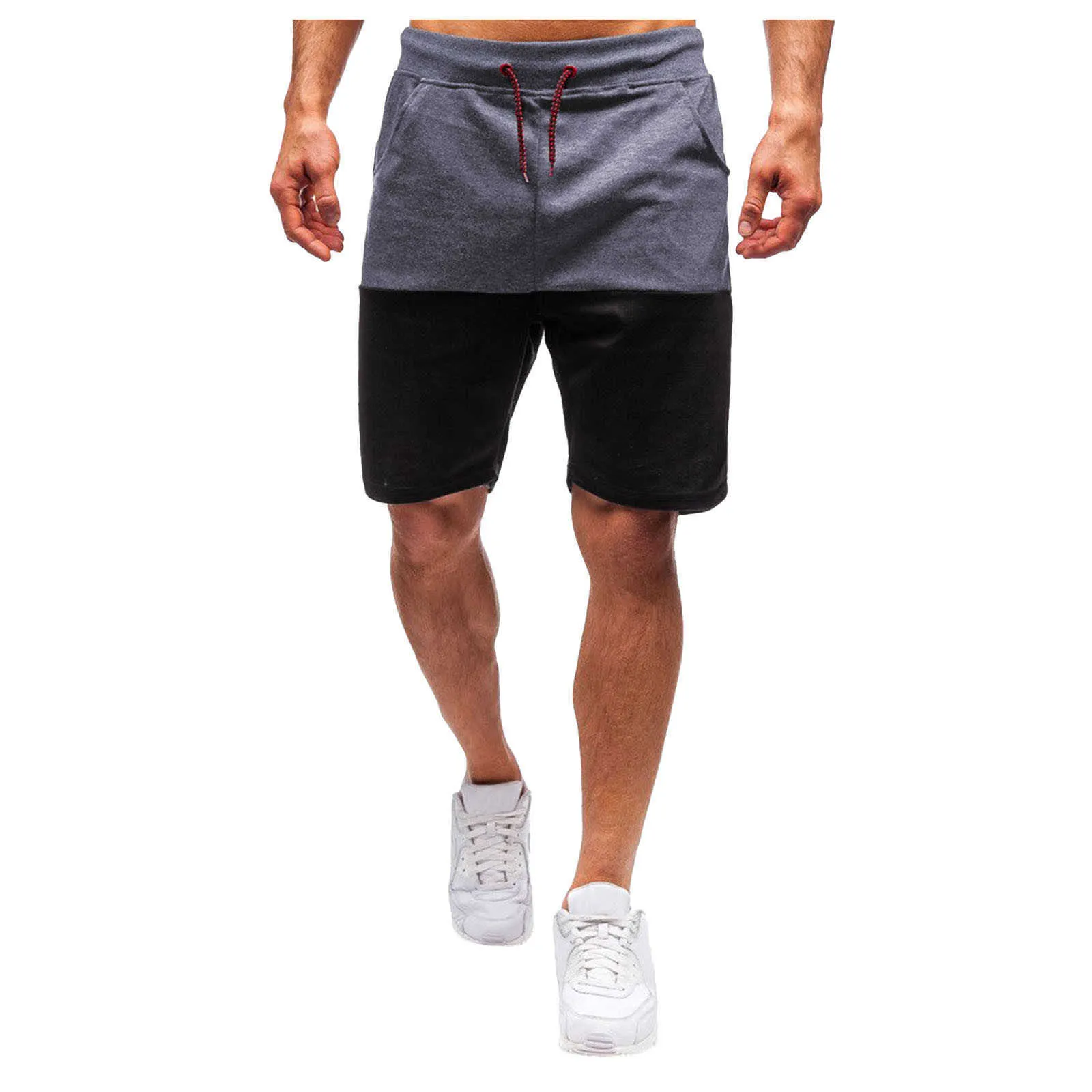 2021 verão nova mens shorts verão cargas shorts bolso calças curtas cintura elástica homens roupas soltas cordão calça curta x0705