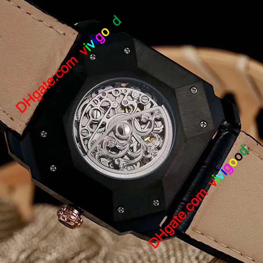 Fashion 4 Style Octo Finissimo Tourbillon 102719 Skeleton Automatic Mens Watch Rose Gold Rubber Strap High Quality Gent New Watche269c