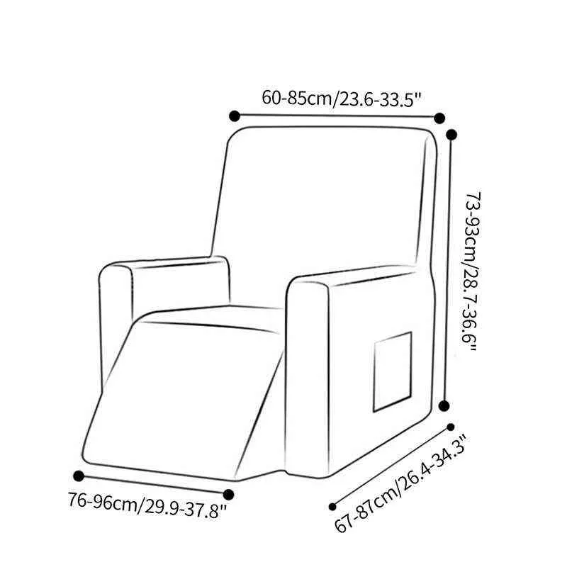Housse de chaise inclinable en jacquard, housse de fauteuil élastique, massage relaxant tout compris, 211207