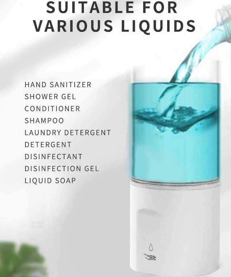 600 ml distributeur de savon liquide mural automatique salle de bain shampooing plat électrique pour cuisine maison el hôpital 211206