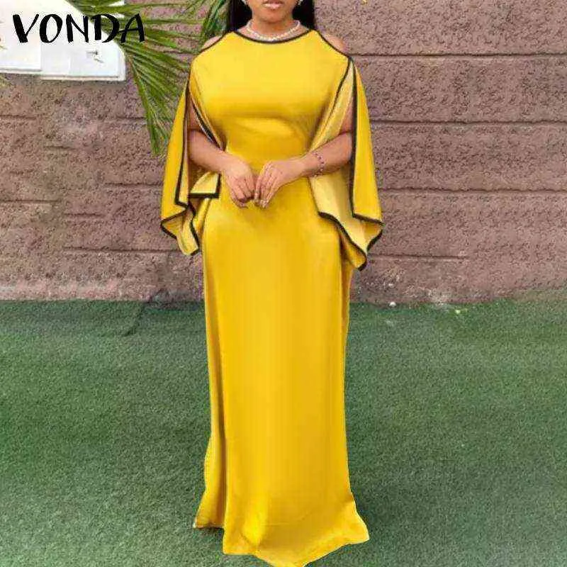 VONDA femmes Maxi robes 2021 été hors épaule robe de bal automne robes Sexy sans manches fête bohème Vestidos surdimensionné Y1204