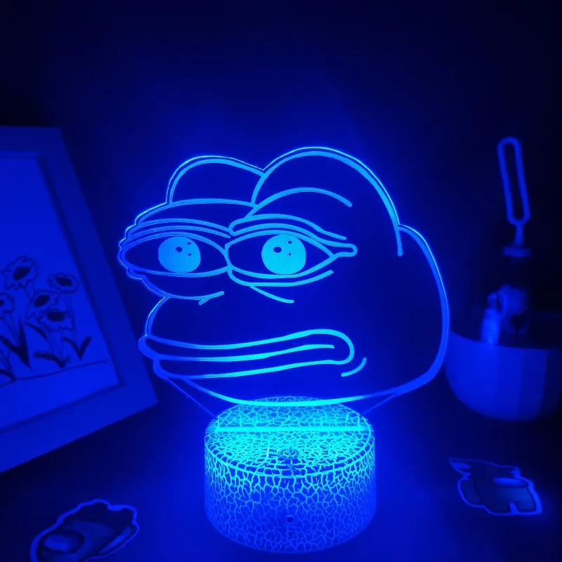 Ночные огни милая животная грустная лягушка Pepe чувствует себя плохо, хороший человек 3d светодиоды неоновые лампы Rgb красочный подарок для детской детской спальни Decor287s