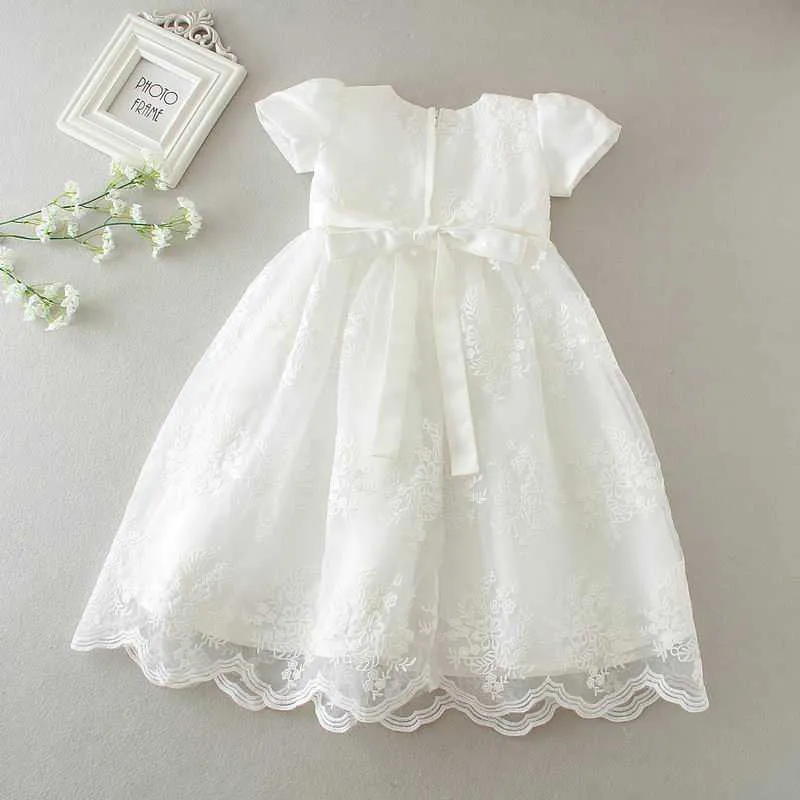 Retail Baby Girls Princess Maxi Dresses Chopening Gown Infantis för född födelsedagsfest dop E9133 210610