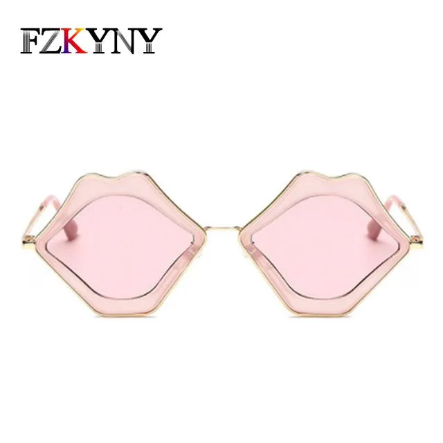 Lunettes de soleil fzkyny femmes belles lèvres façonner les dames élégant marque de la personnalité de concepteur sexe de soleil rouge verres de soleil miroir miroir Eyewear300o