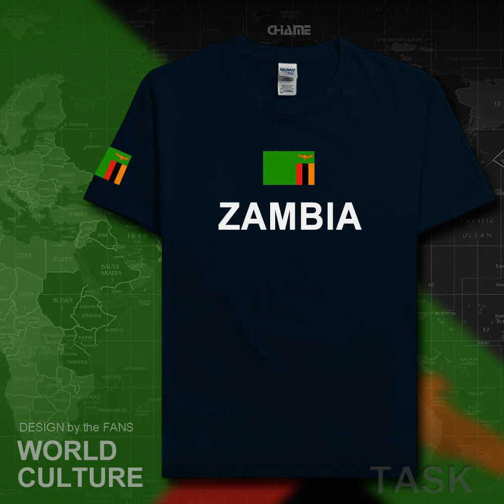 Repubblica di Zambia Zambian Mens Thirts Fashion Jersey Nation Team 100 abbigliamento da maglietta in cotone Magliette Country Sporting ZMB X06212090317