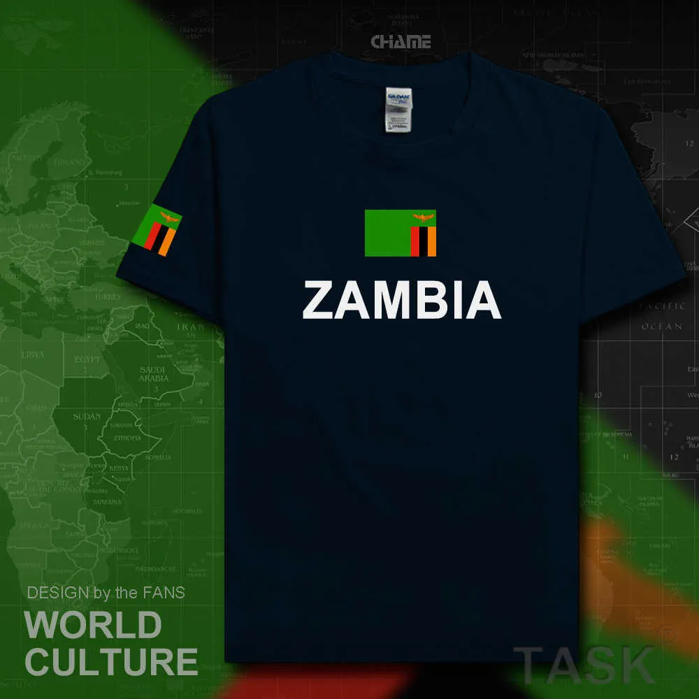 Zambiya Cumhuriyeti Zambiyan Mens T Shirt Moda Jersey Ulus Ekibi 100% Pamuk T-shirt Giyim Tees Country Sporting ZMB X0621