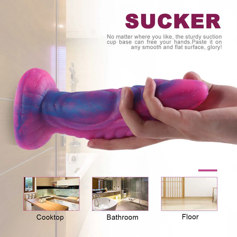 2021 Nieuwe Monster Cock Realistische Penis Zuignap Soft Dildo Anaal Speelgoed Siliconen Strapon DildoS voor Dames Mannen Dick Masturbator X0503