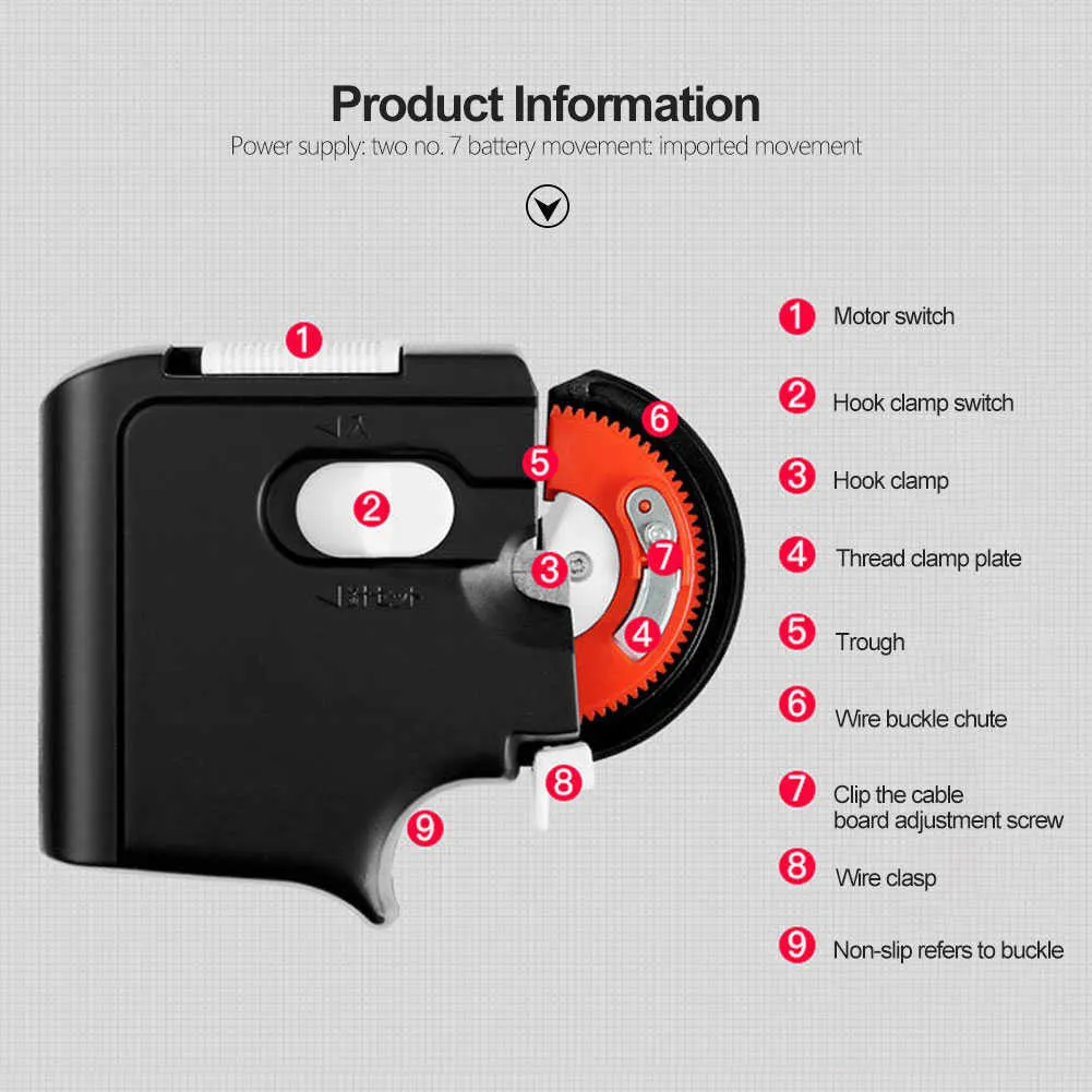 Ny automatisk bärbar elektrisk fiskekrok Tier Machine Fiske Tillbehör Bind Fast Fishing Hooks Line Tying Device Equipment8393819