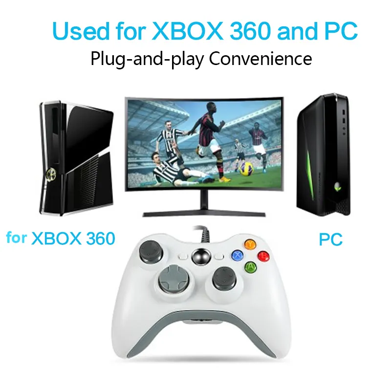 Controller cablato/wireless Xbox 360 Windows, joystick di gioco/gamepad da 2,4 GHZ con adattatore ricevitore