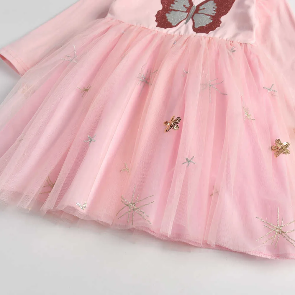 VIKITA Butterfly Kids Girl Abito elegante Girls Princess Party Pageant Formal Children Mesh Tulle Birthday Q0716