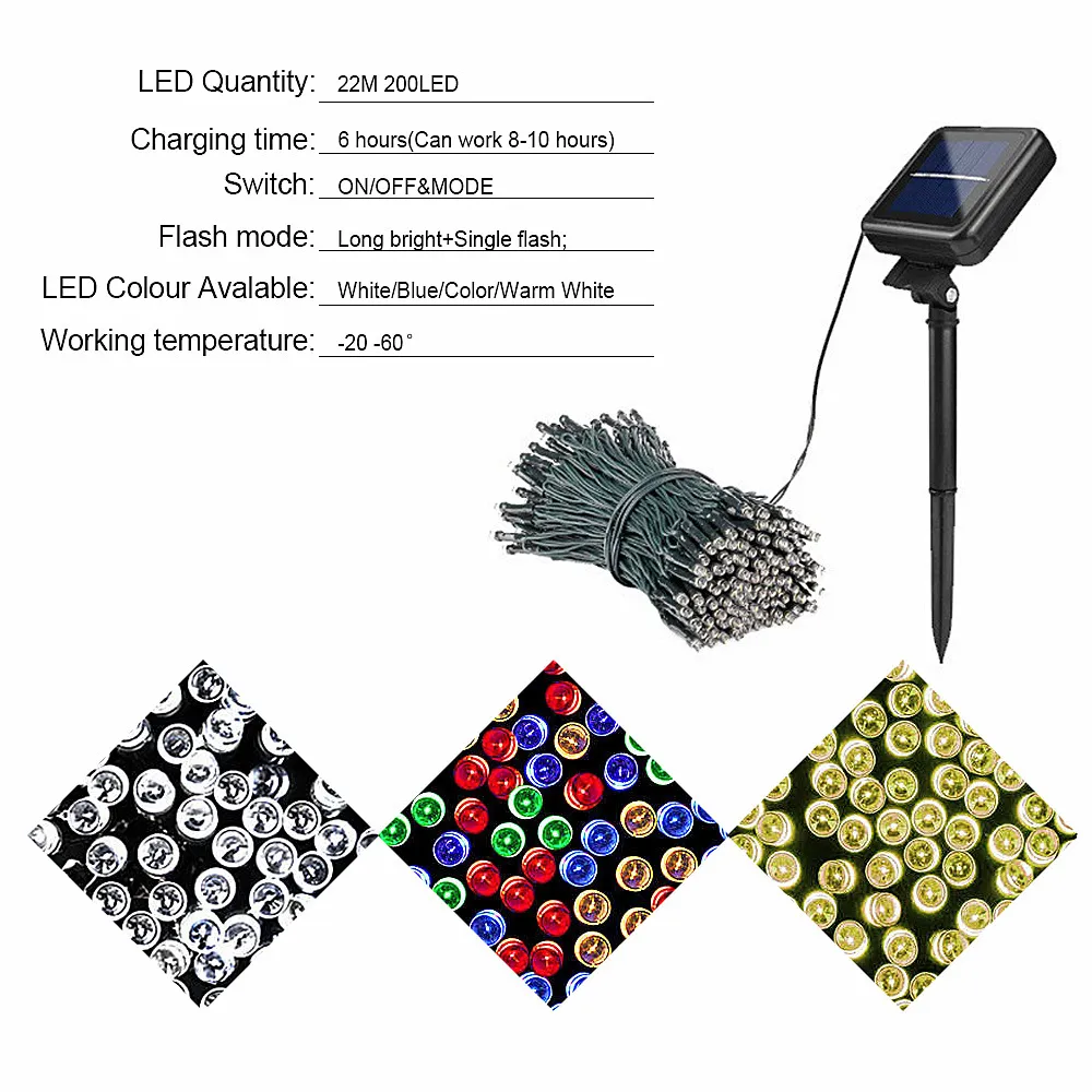 100 LED Solar Fairy Lights Outdoor Lighting Waterproof Patio String Lights Solar Garland Garden Light Christmas Party Home Decor (37)