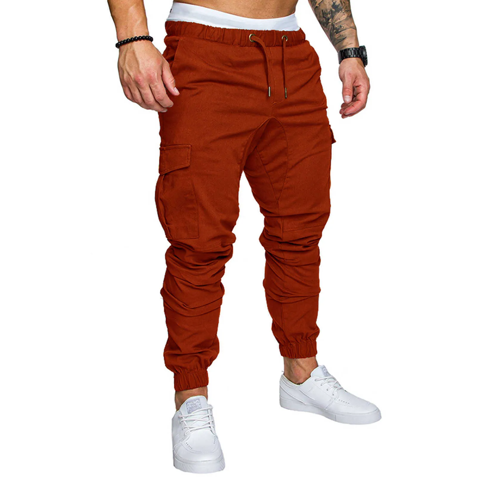 Casual Men Ankle Slim Fit Pants Midwaist Stretch Hip Hop Jogger Length Fashion Breathing Trousers#G30 210715