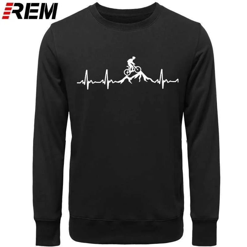 REM Hoodies Mountain Bike Heartbeat engraçado MTB Dirt Bike Plus Personalizado Manga Longa Moda Masculina de Algodão de Moda, Moletons 210819