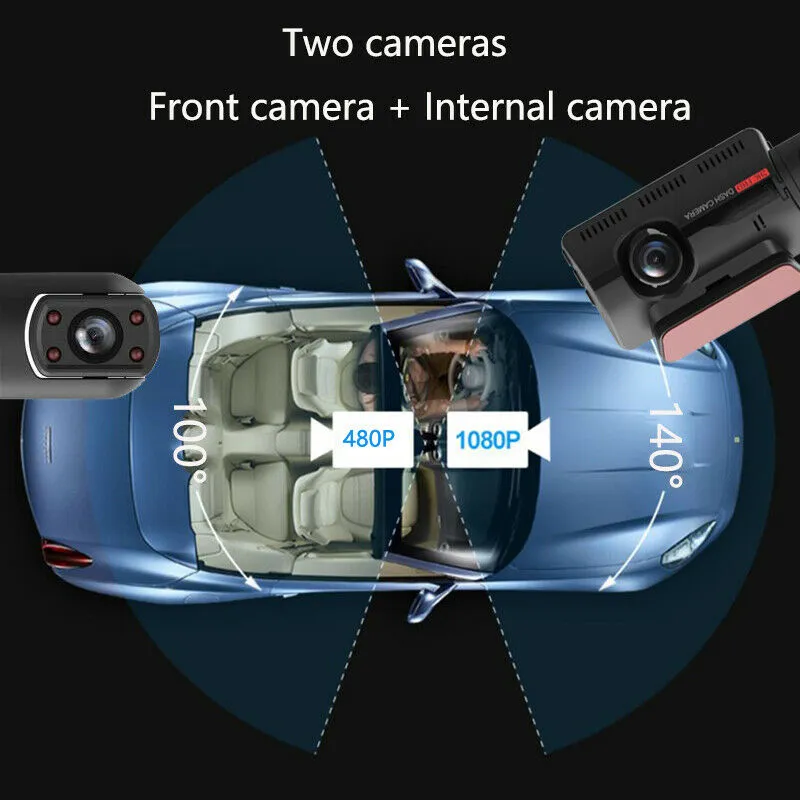 Samochód DVR Samochód HD DVR Dwukierunkowe 1080p Recorder Driving Visible At Night In-Car Wyczyść Wyświetlacz Dual Camera Dash Cam