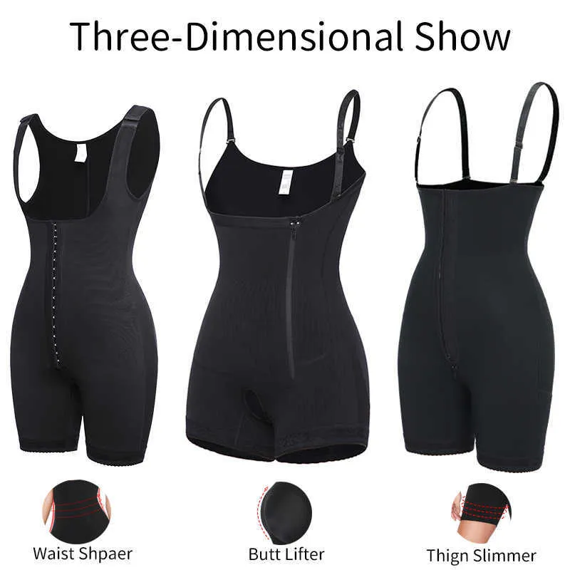 Women's Seamless Firm Tummy Control Powernet Shapewear suit Slimming Underbust Black Full Body Shapers