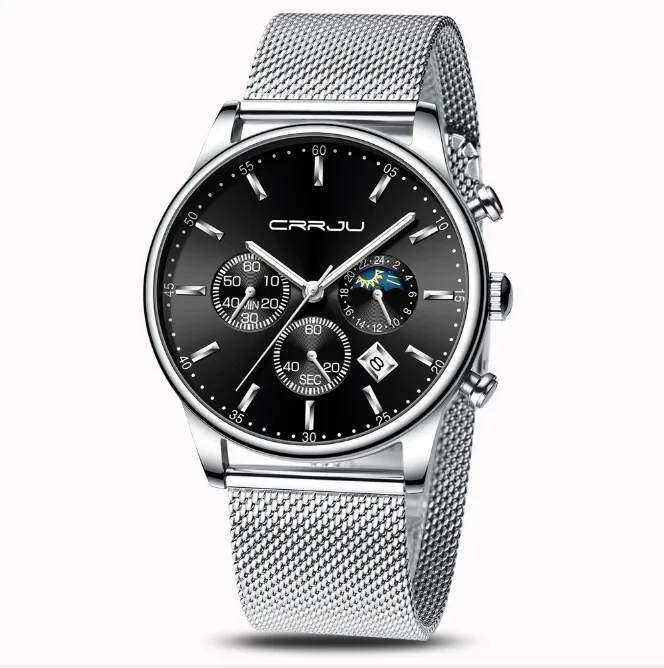Crrju 2266 Quartz 42mm 직경 남성 시계 캐주얼 성격 시계 패션 인기 인기있는 전체 학생 손목 시계 243h