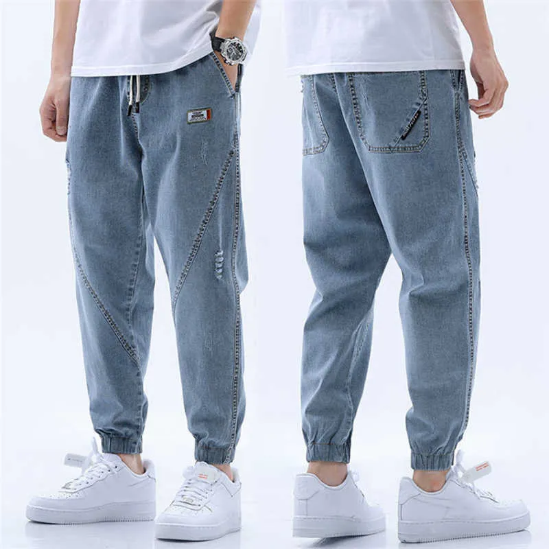 Jeans män 2020 Nya lösa harembyxor tvättade denim fyra säsong utomhus manliga streetwear mode komfortbyxor jeans para hombre x278k