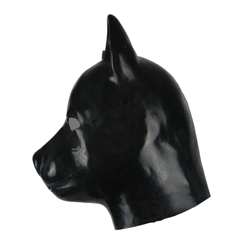 ！ジッパーの子犬の奴隷の犬の固体鼻BDSMフードと3D金型ラテックスのゴムフェチの動物のマスク