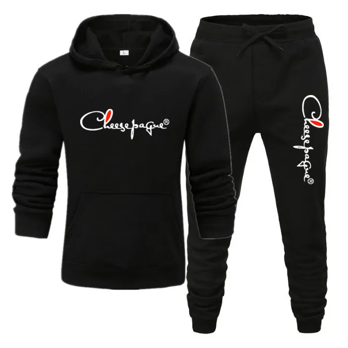 Primavera Outono Moda Tracksuit Algodão Homens Sportswear 2 Peças Conjuntos Esportes Terno Casaco + Pant Sweatsuit Masculino Marca Roupas