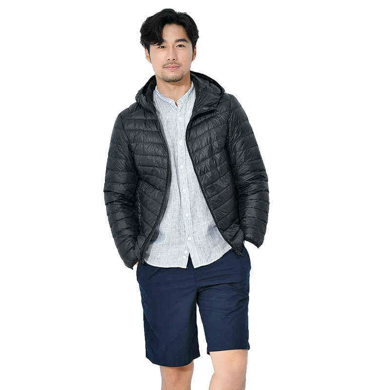 Плюс размер 5XL 6xL 7XL мужская с капюшоном пакетива с капюшоном пакетива с капюшоном осенью зима мужчин легкая куртка изолированный пальто 211104