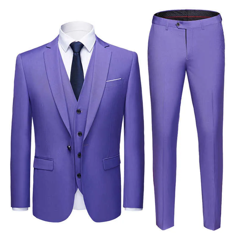 Traje de hombre de alta calidad Traje de boda de novio Esmoquin Mejor traje de novio de negocios delgado para hombres 3 piezas chaqueta + chaleco + pantalones Tamaño asiático X0909