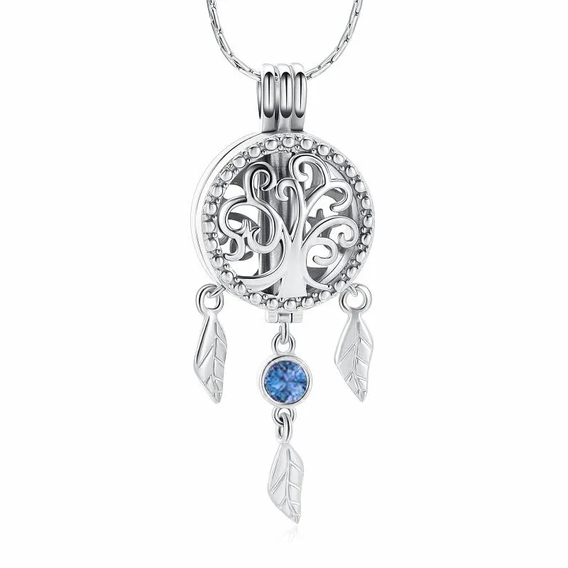 Chains Dream Catcher Cremation Jewelry For Ashes Stainless Steel Tree Of Life Memorial Urn Necklace Women Men318D