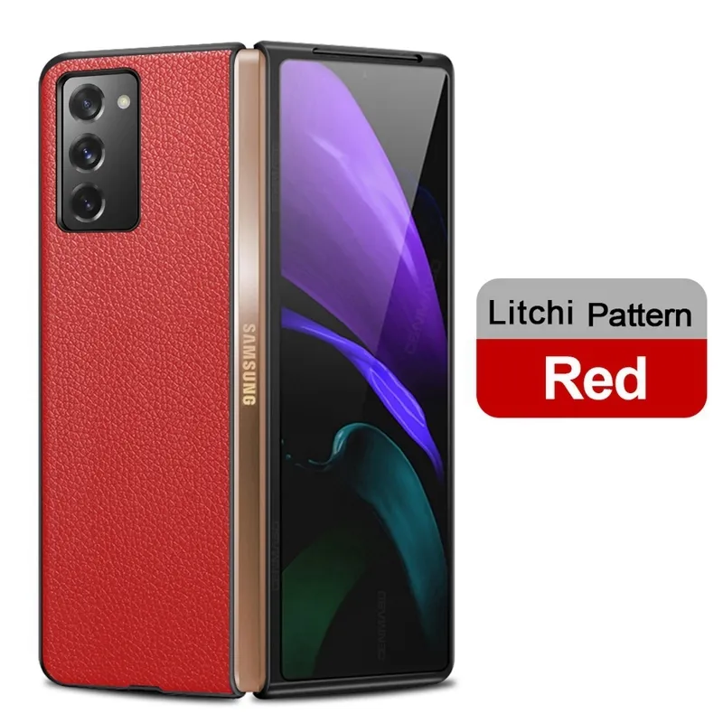 Hüllen für Samsung Galaxy Z Fold3 Fold2 Echtleder Hüllen Luxus Business Echtes Rindsleder Flip Cover für Samsung Z Fold 2 3