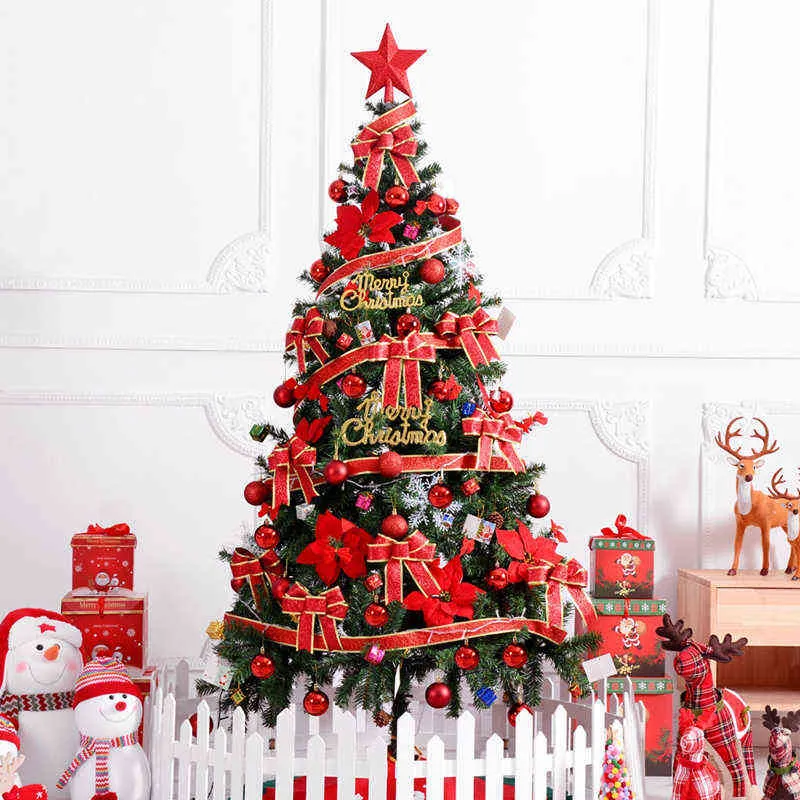 Artificial Green Christmas Tree 210cm with 800 Pine Branches Flame-retardant PVC Material Fir Tree Metal Christmas Tree Tripod 211104