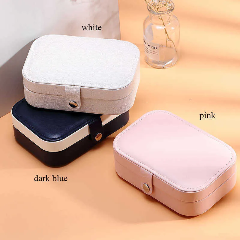 Jewelry earrings ring necklaces storage PU leather box Portable organizer for Travel case 210315274E