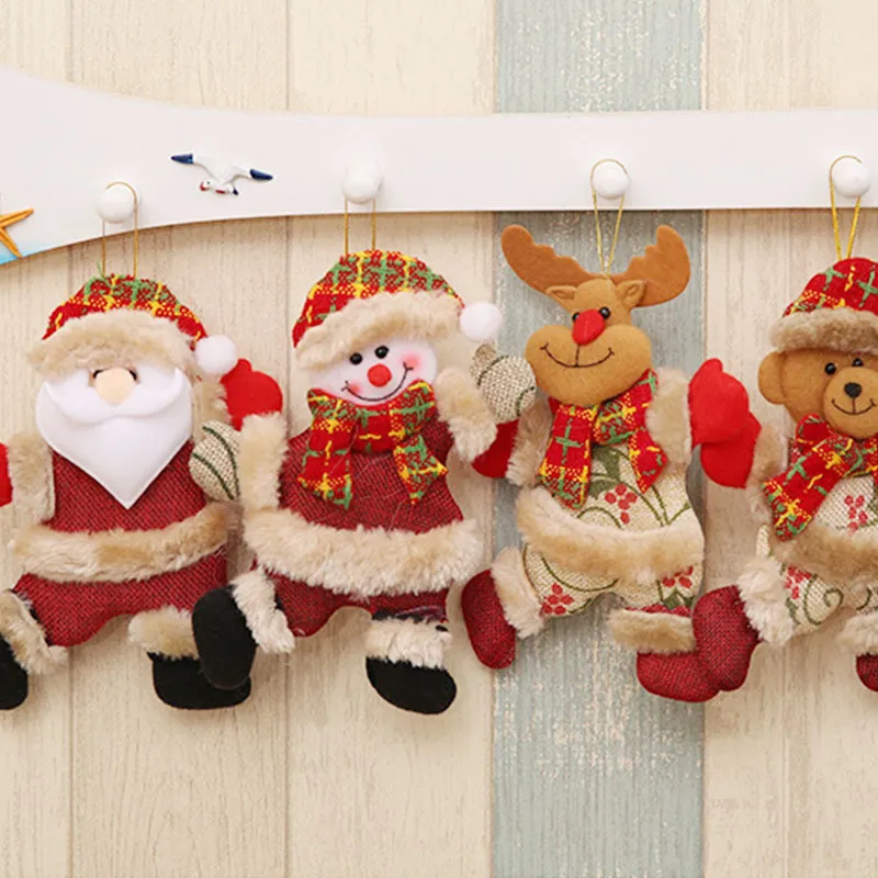 Jaar kerstdecoratie Santa Claus Sneeuwman DIY hanglang pop voor boom Home Decor Kids Gift Y201020