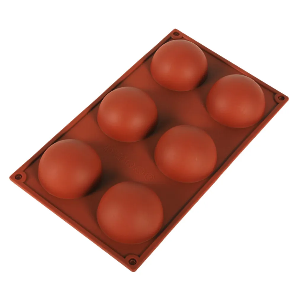 Formas Formas redondas de silicone com 6 cavidades para assar chocolate Cubo de gelo Formas antiaderentes Forma de pudim de geléia Mousse de cupcake Bandeja