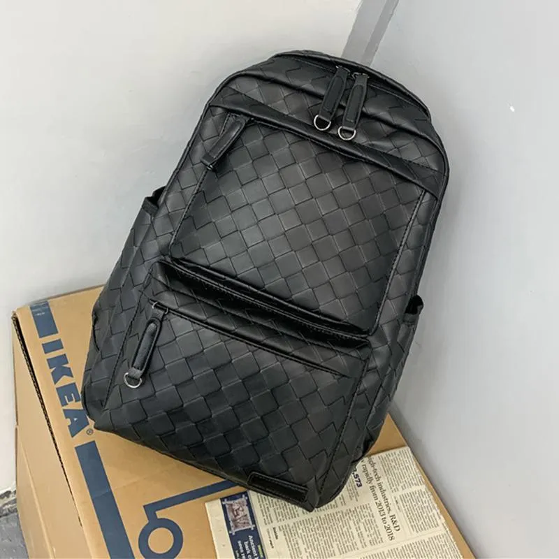 Plecak plecak dla mężczyzn 2021 Business 15 laptopa marka ramion pu skórzany notatnik dzianinowy male szkolne szkolne plecaki 265L