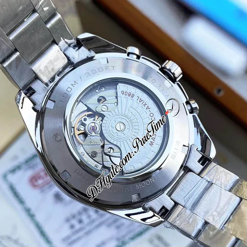 42 مم سباق Miyota Mens Mens Watch 329 30 44 51 01 001 تاريخ DIAT أسود علامات عصا أبيض سوار الفولاذ المقاوم للصدأ 4 Sty225S