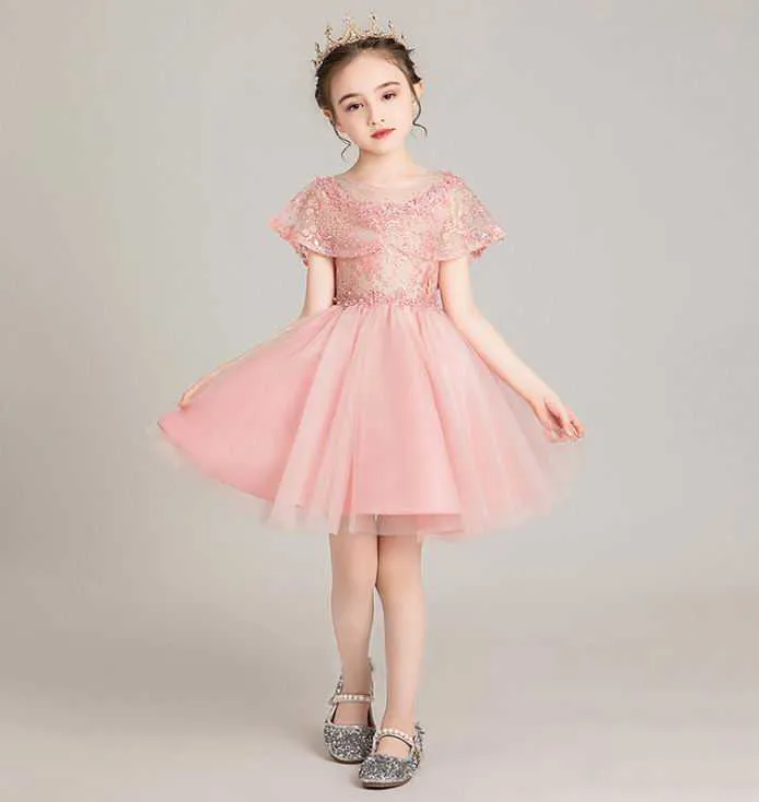 Kwiat Dziewczyna Dress Fluffy Tulle Wysoka Niska Balowa Suknia Dla Wesele Princess Children Odzież 2-12y E20260 210610