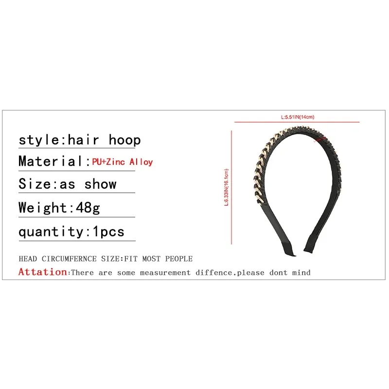 Fashion Pu Leder Braid Chain Stirnband für Frauen Bands Vintage Headwear Band Hoop Lünette Haarschmuckzubehör Accessoires