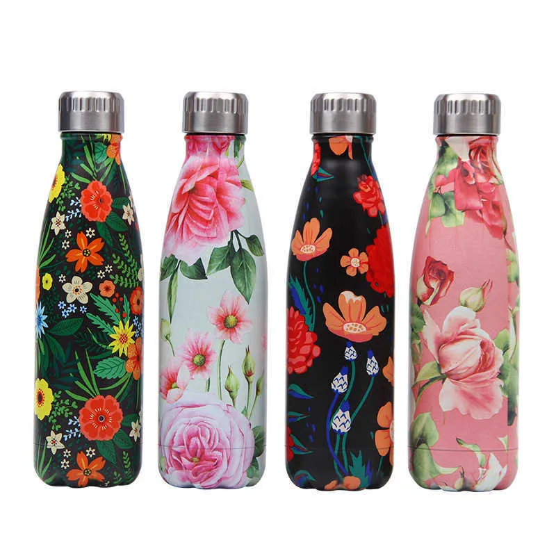 Custom 500Ml Double Wall Insulated Vacuum Flask Bpa Free Thermos Stainless Steel Water Bottle Christmas Gift Sport Bottle 211013
