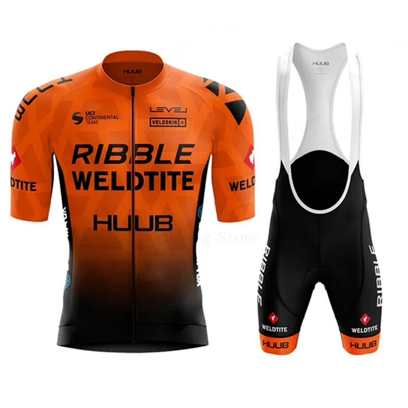 Huub Ribble Weldtite Cycling Tean Jersey 2021 Summer短袖サイクリング衣料通気性MTB Maillot Ciclismo Hombre Suit272T