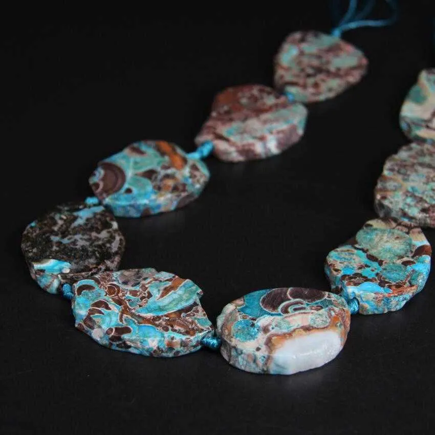 9-Agates de pierre bleu brand à brins SlAd Perges en vrac Natural Ocean Jades Gems Slice Pendentid Bijoux Making 269l