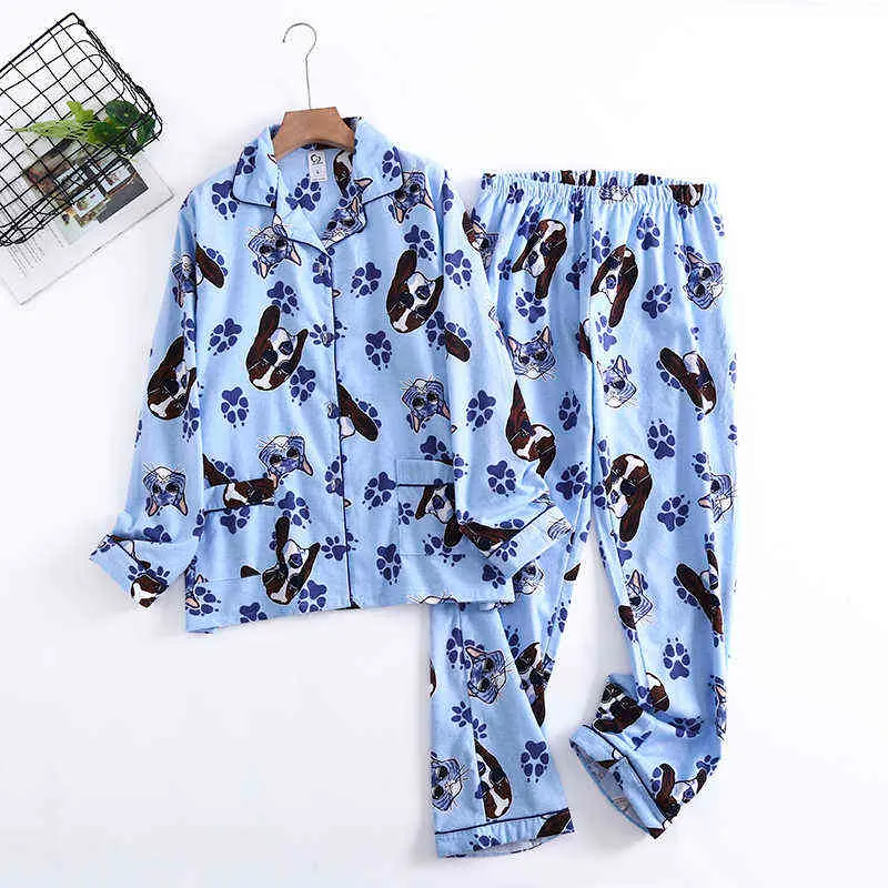Vintage Leopard pyjamas ensembles femmes 100% coton brossé vêtements de nuit d'hiver femmes mode flanelle pyjamas pour femmes 211111