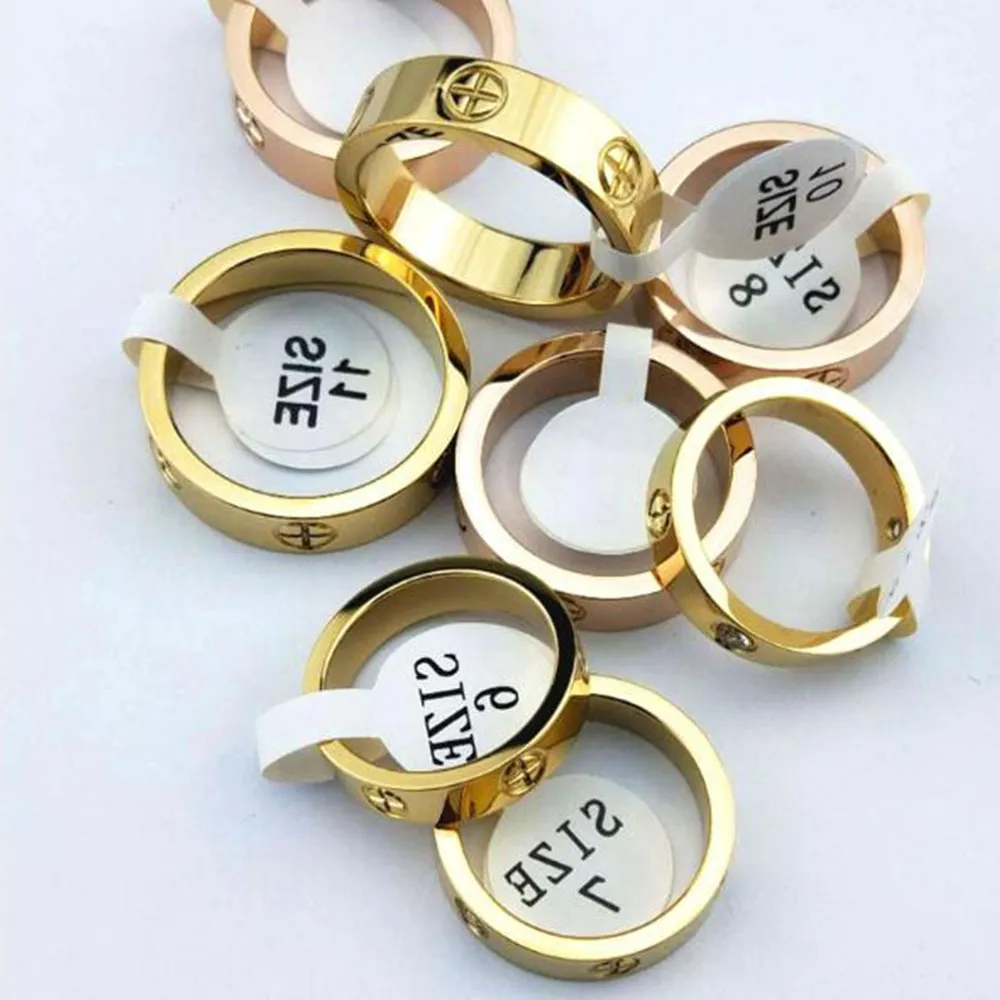 Accesorie la donna anello nuziale titanio in acciaio di moda maschile di moda coppia di lusso in oro rosa amore love5612141