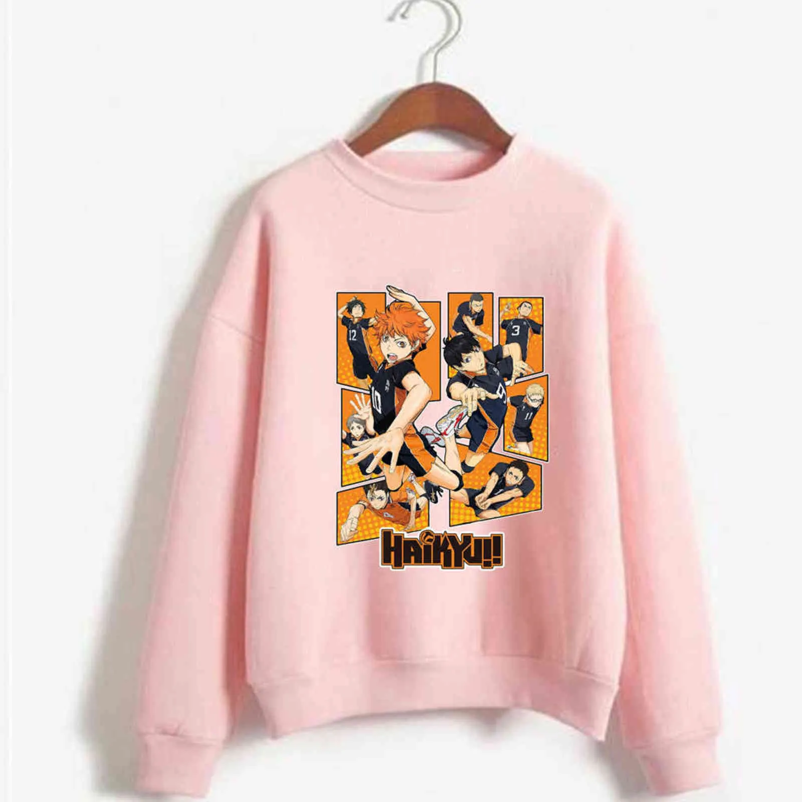 Haikyuu Hoodies Harajuku Karasuno Fly High Sweatshirts Unisexe Y211118