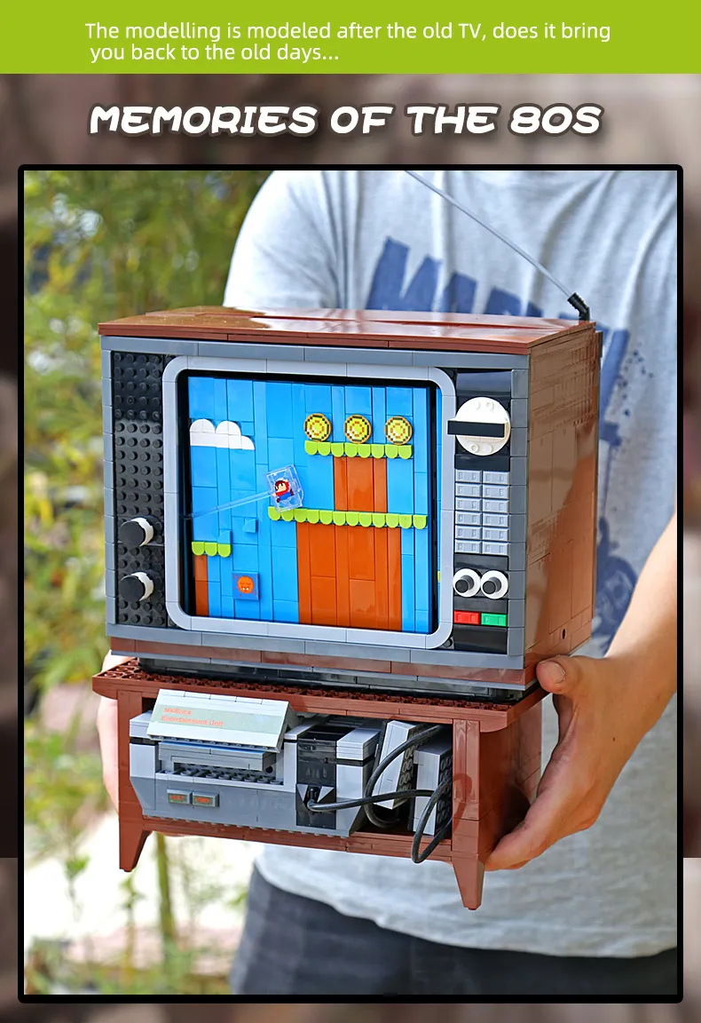 Mold King 10013 크리에이티브 장난감 비디오 게임 레고이 테크닉 엔터테인먼트 시스템 TV 모델 빌딩 블록 장난감 크리스마스 선물 267t