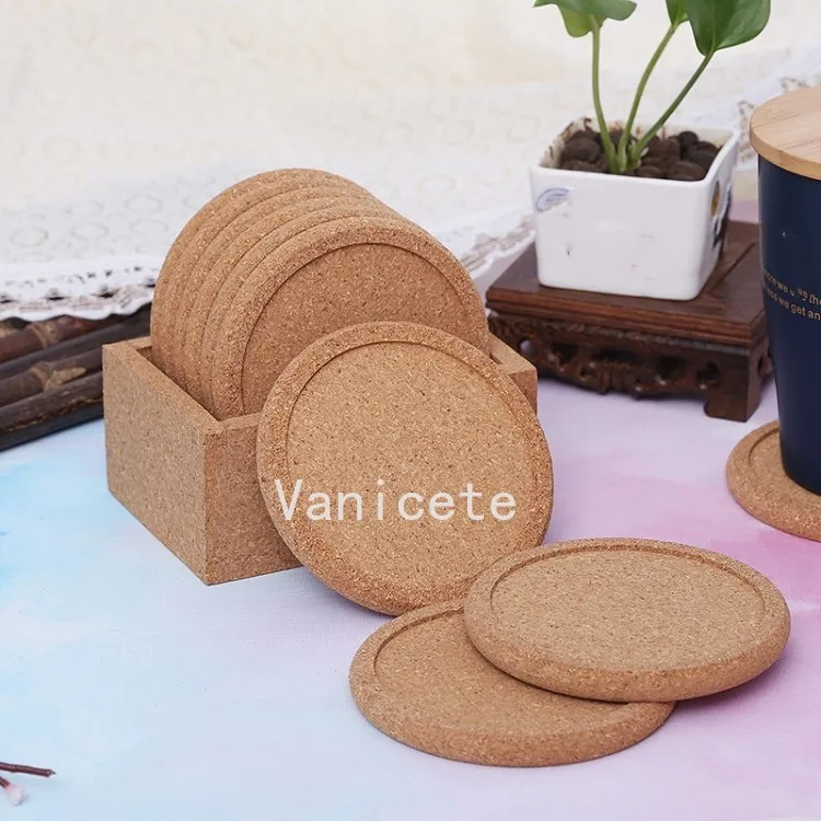 Moderne Minimaliste Groove Cup Mat Coussin En Bois Circulaire Polissage Liège Isolation Pad Tasses Tapis T2I52390