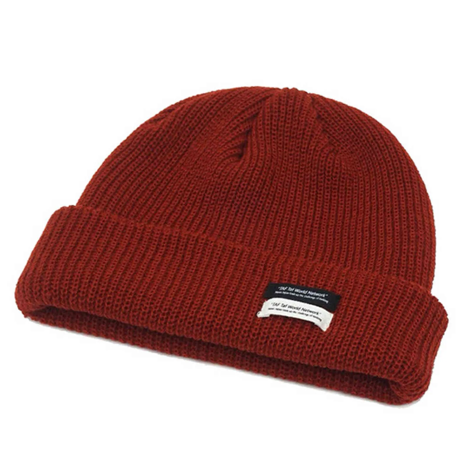 Automne Hiver Men039s Côtelé Tricot Crâne Casquette Femmes Bonnet Cuff Chapeau avec Étiquette Toque Gris Foncé Orange Blanc Noir Bleu Vert Rose Y5054951