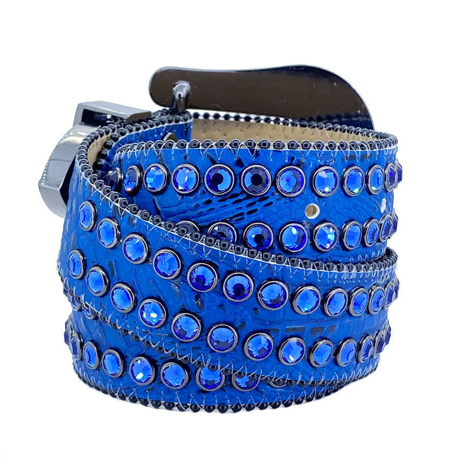 Ceinture de styliste en strass Bb Simon pour hommes et femmes, avec grande boucle en cuir, strass brillants, ceinture247J