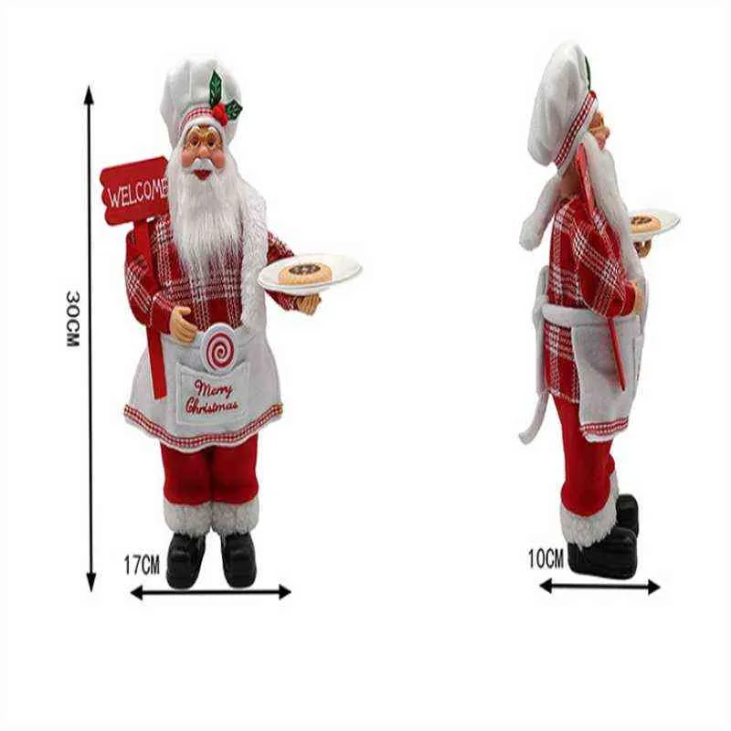 12 pouces Chef de Noël Figurine de Père Noël Accessoires de poupée Figurines de Père Noël Pendentif de Noël Ornements Fournitures de fête cadeaux pour enfants 213423459