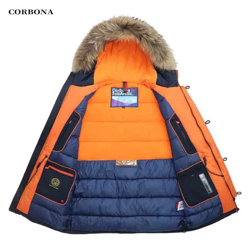 Corbona N3B Type Winter Parka Herenjas Lang Oversize Echte Bont Kap Militaire Leger Mannelijke Jassen Gevoerde Fleece Merkdoeken 211216