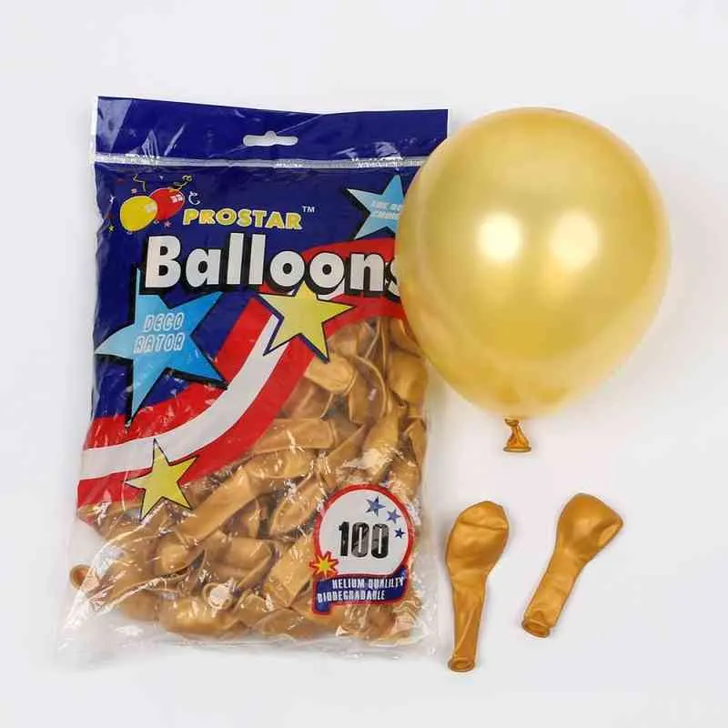 100 pçs balão amarelo guirlanda kit branco metal ouro látex globos para festa de casamento verão crianças decorações de aniversário chá de bebê 211306j