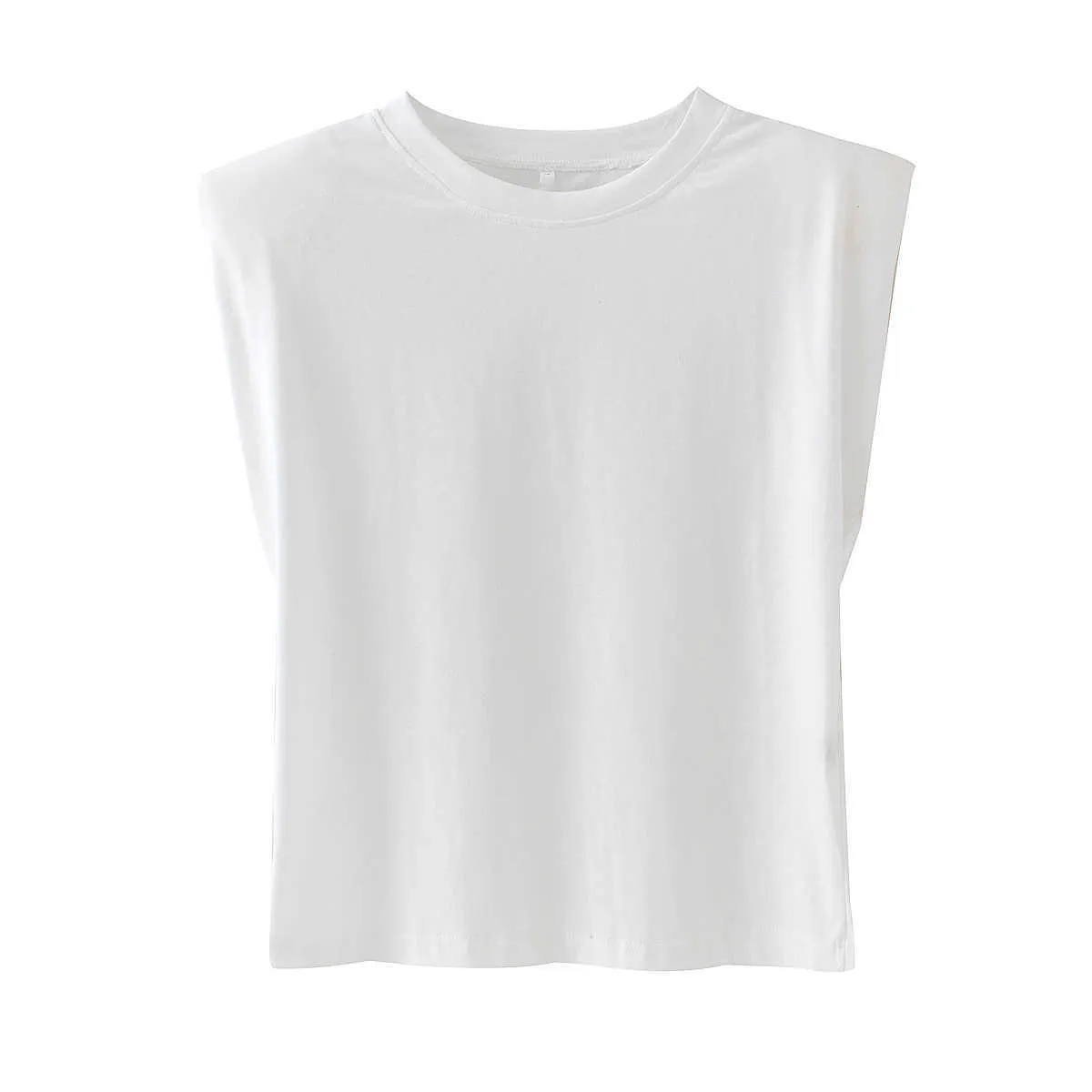 Tangada 2021 T-shirt in cotone estivo da donna di alta qualità senza maniche O collo Tees Ladies Casual Tee Shirt Street Wear Top QJ39 X0628