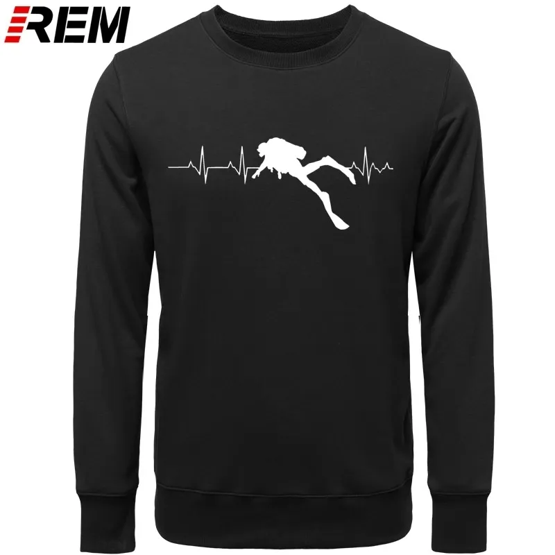 REM Scuba Dive Heart Beat Meilleur cadeau pour plongeur Manches longues Doux Hommes Pur Coton Hoodies, Sweat-shirts 201104